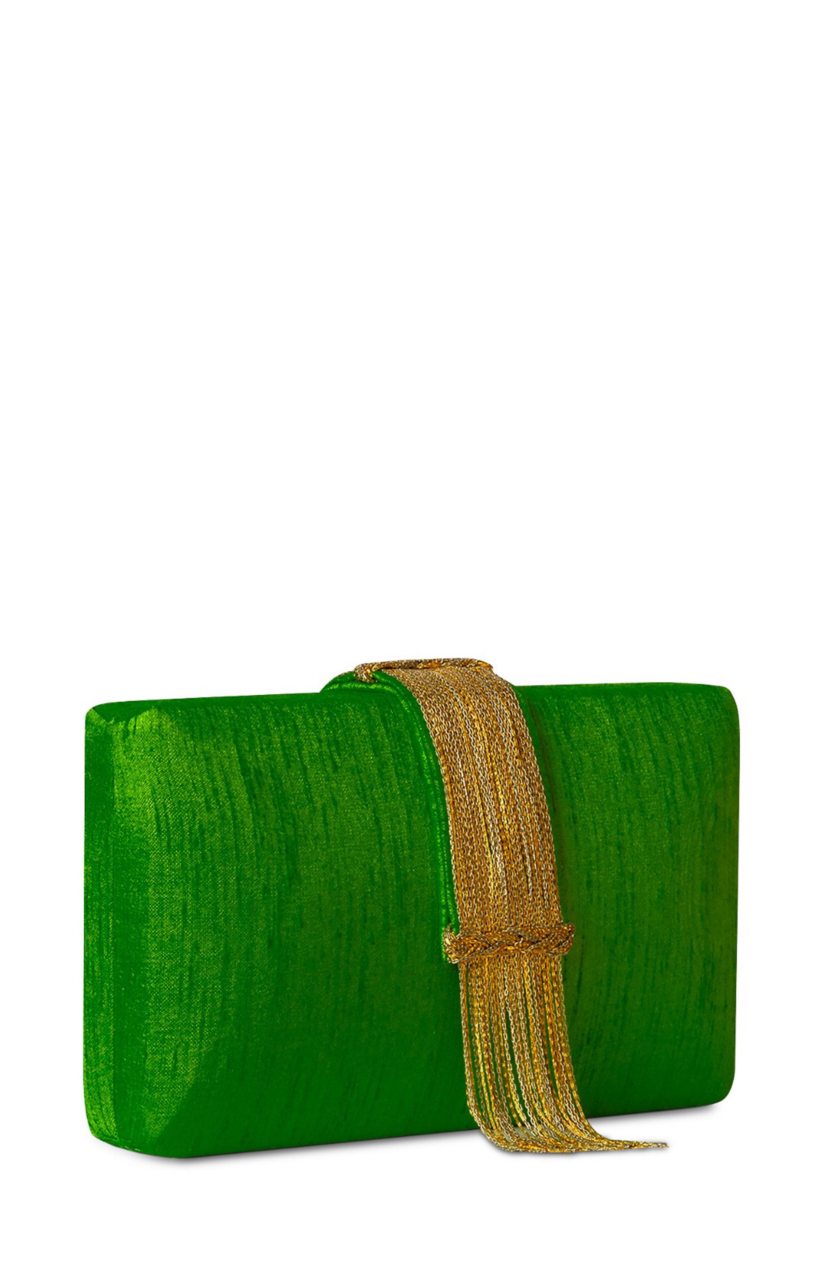 Simitri Fringe Clutch, Alternate, color, Moss