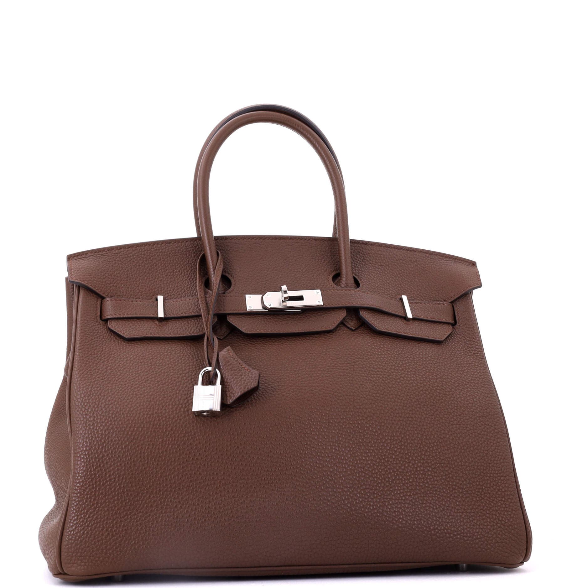 Pre-Owned Hermes Birkin Handbag Brown Togo with Palladium Hardware 35, Alternate, color, Brulee