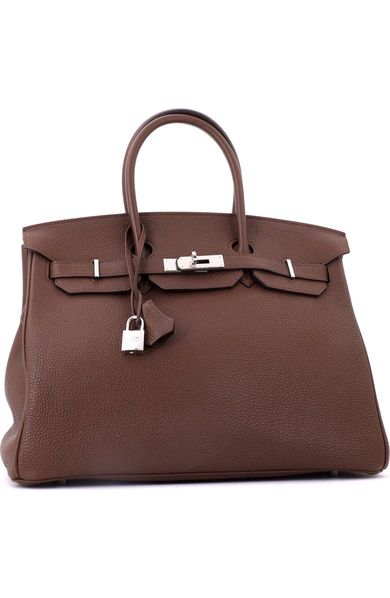 Pre-Owned Hermes Birkin Handbag Brown Togo with Palladium Hardware 35, Alternate, color, Brulee