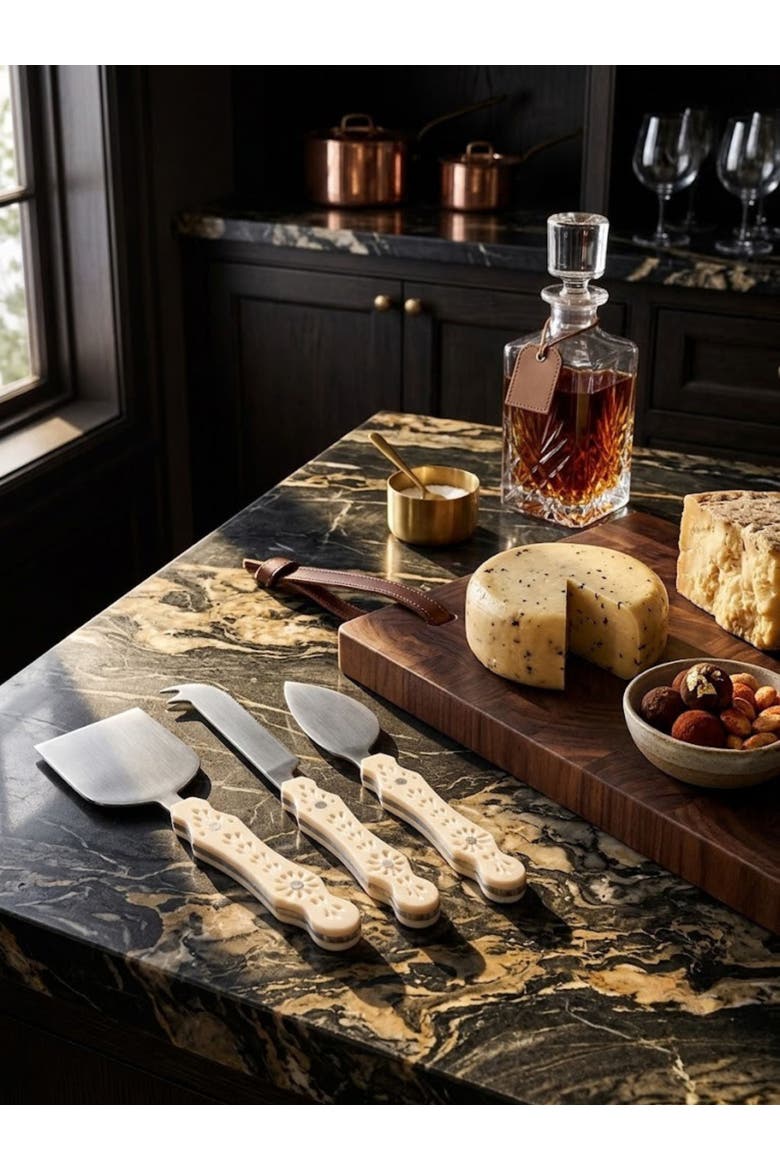 Derby Cheese Knives, Set of 3, Alternate, color, Ivory