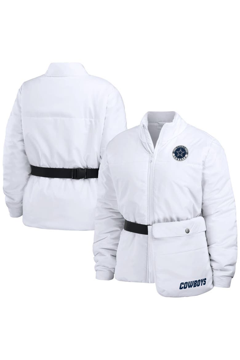 Women's WEAR by Erin Andrews  White Dallas Cowboys Packaway Full-Zip Puffer Jacket, Main, color, White