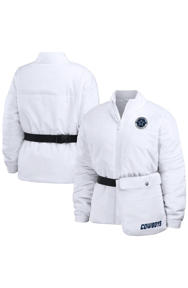WEAR by Erin Andrews Women's WEAR by Erin Andrews White Dallas Cowboys Packaway Full-Zip Puffer Jacket, Main, color, White