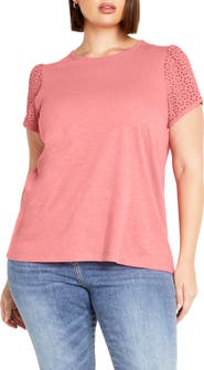 City Chic Linny Eyelet Puff Sleeve Cotton Top