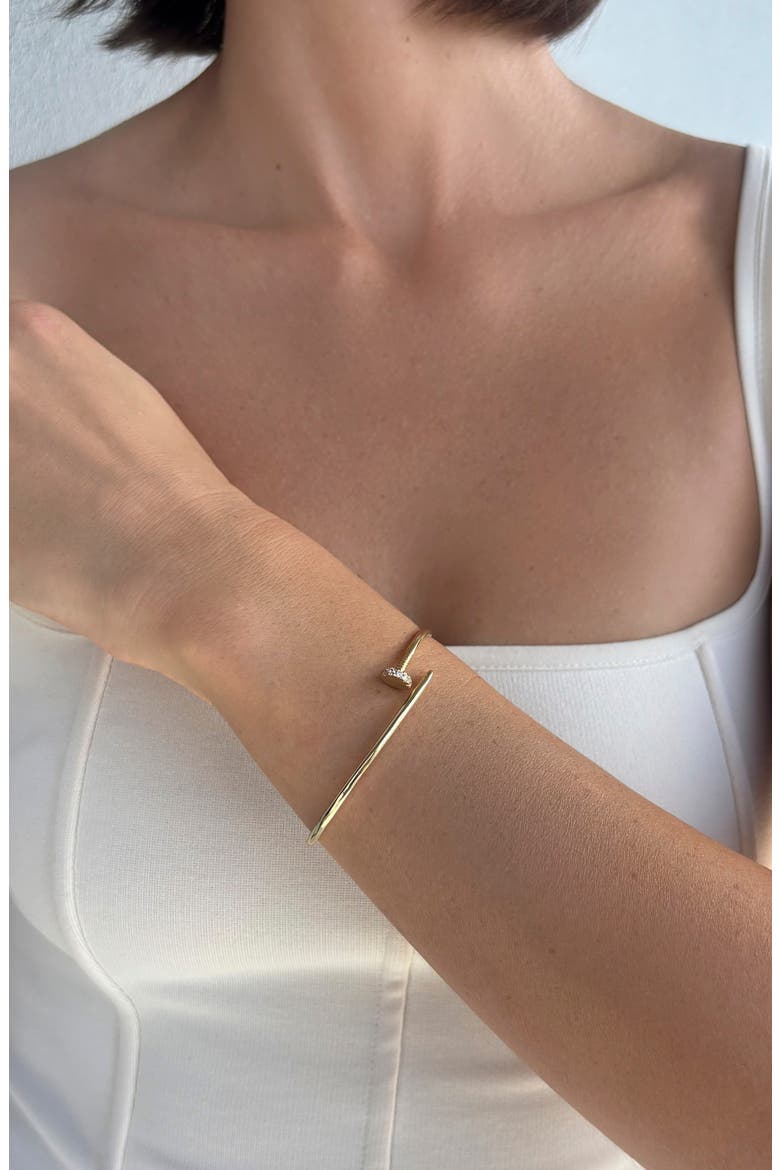 Cubic Zirconia Nail Bangle, Alternate, color, GOLD