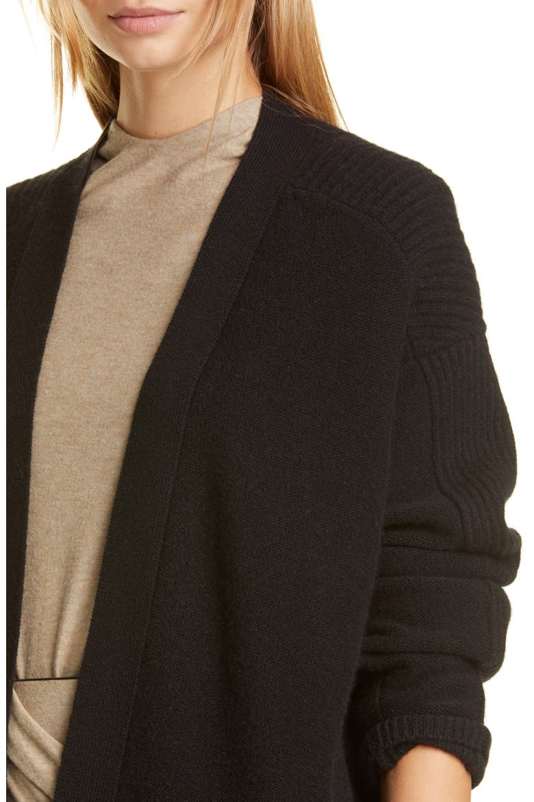 Ribbed Wool & Cashmere Cardigan, Alternate, color, HEATHER BLACK