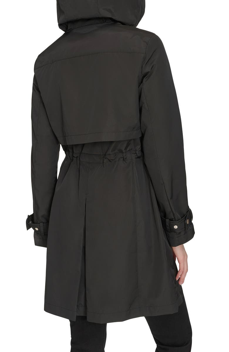 Cole Haan Signature Hooded Trench Raincoat, Alternate, color, Black