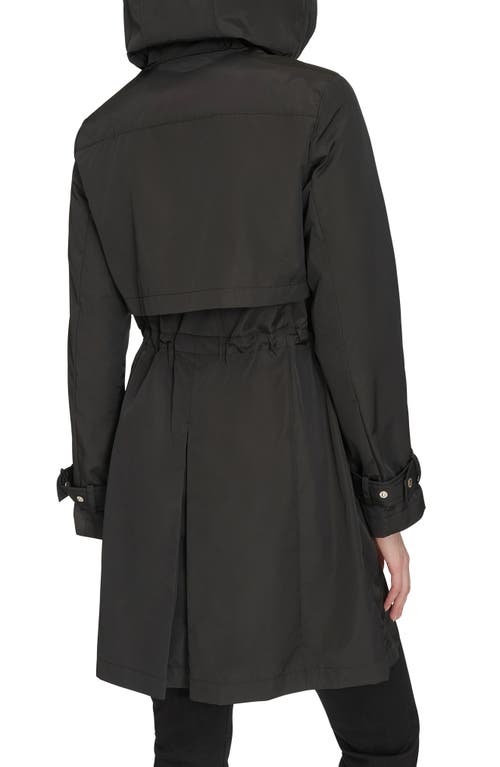 Cole Haan Signature Hooded Trench Raincoat In Black