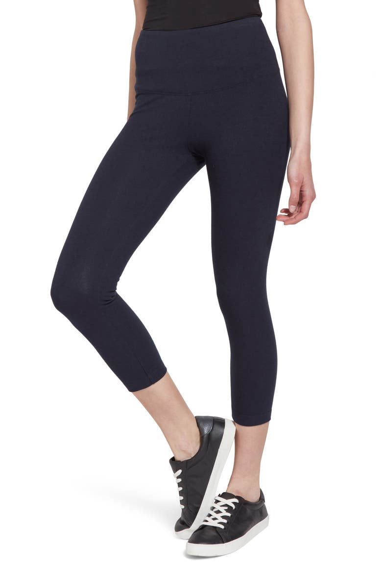 'Lyssentials Flattering Crop Leggings, Alternate, color, MIDNIGHT