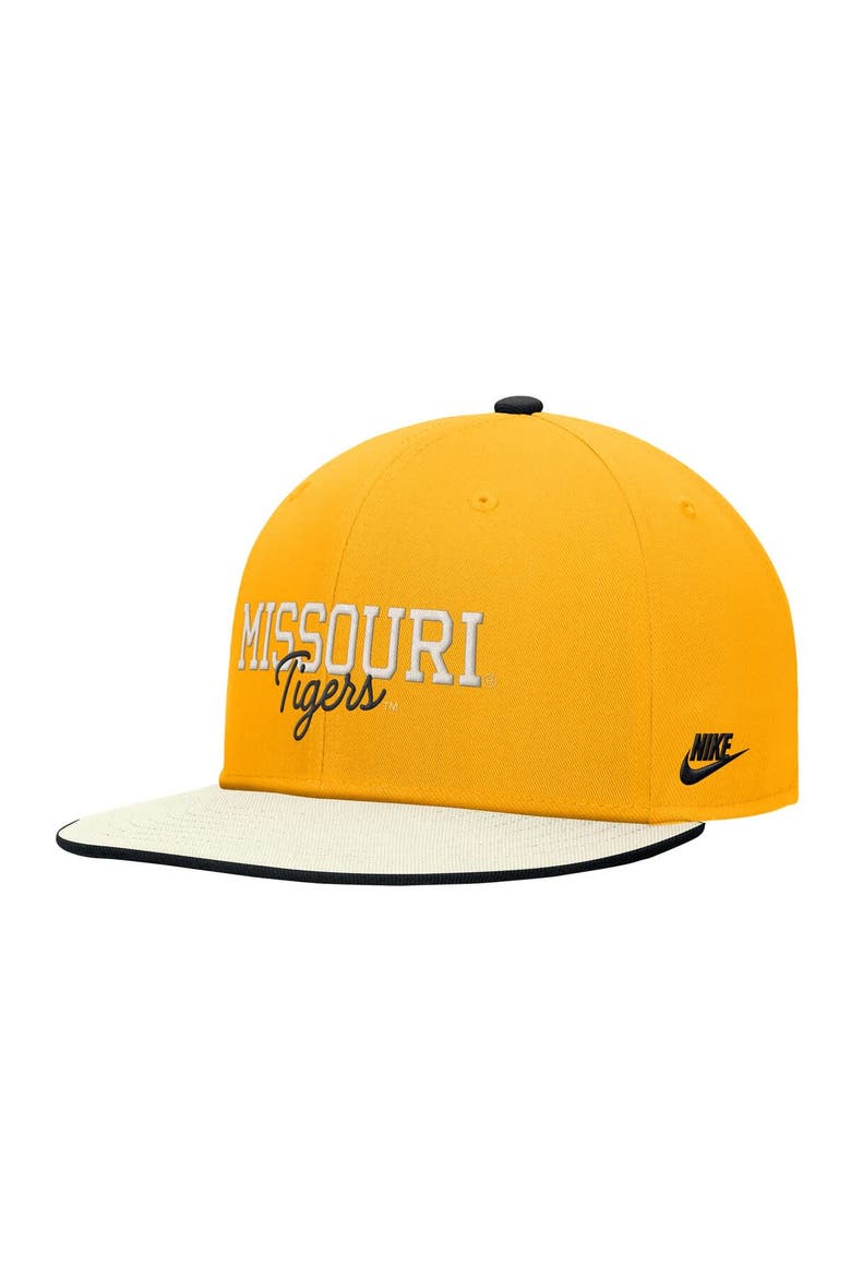 Men's Nike Gold Missouri Tigers Vintage Script Pro Dri-FIT Snapback Hat, Alternate, color, Gold