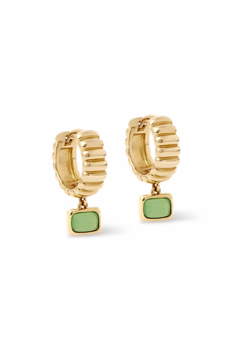 Gold Aurora Ridge Green Chalcedony Drop Huggies, Main, color, Gold