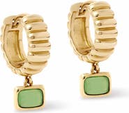 Astley Clarke Gold Aurora Ridge Green Chalcedony Drop Huggies