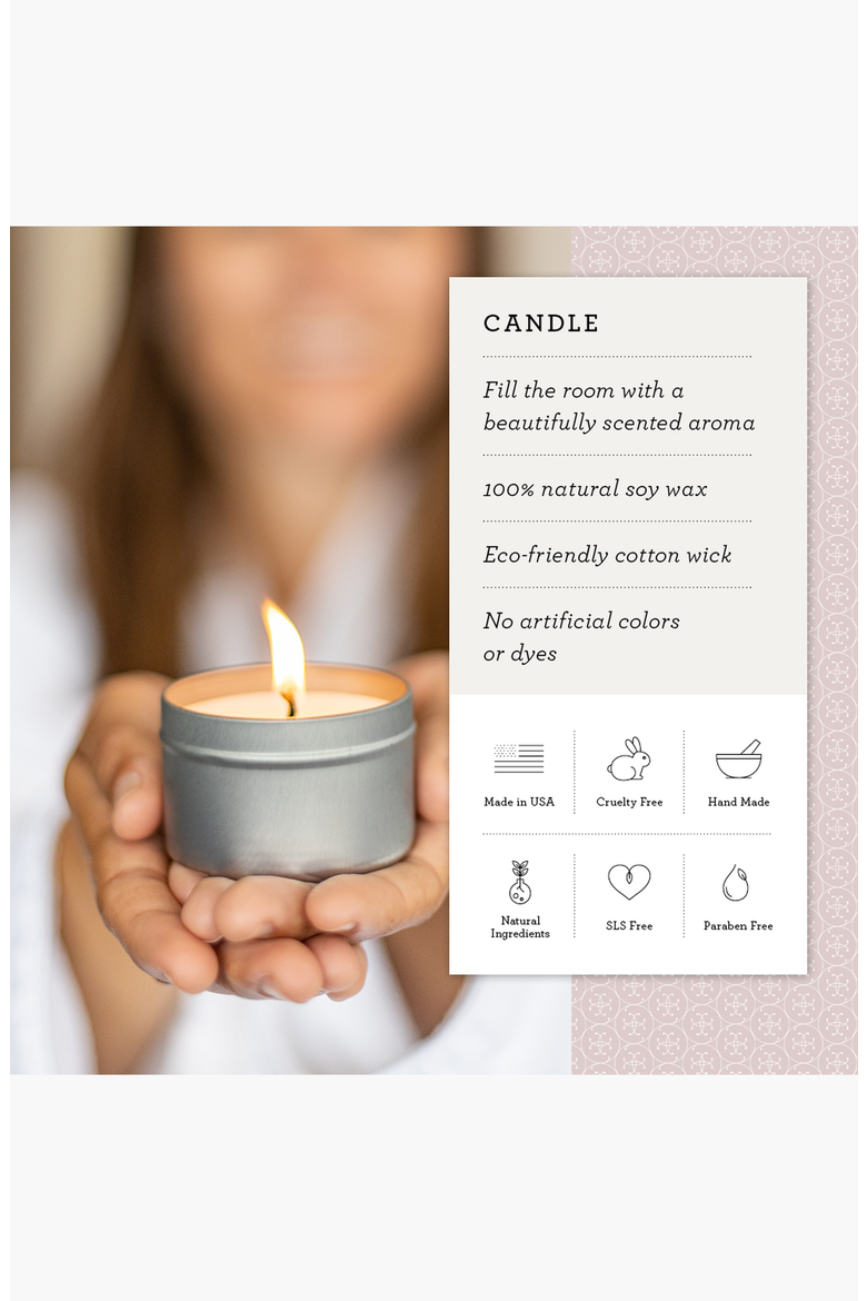 Trio of Tin Soy Candle Scented with Bergamot and Lavender Essential Oils, Alternate, color, None