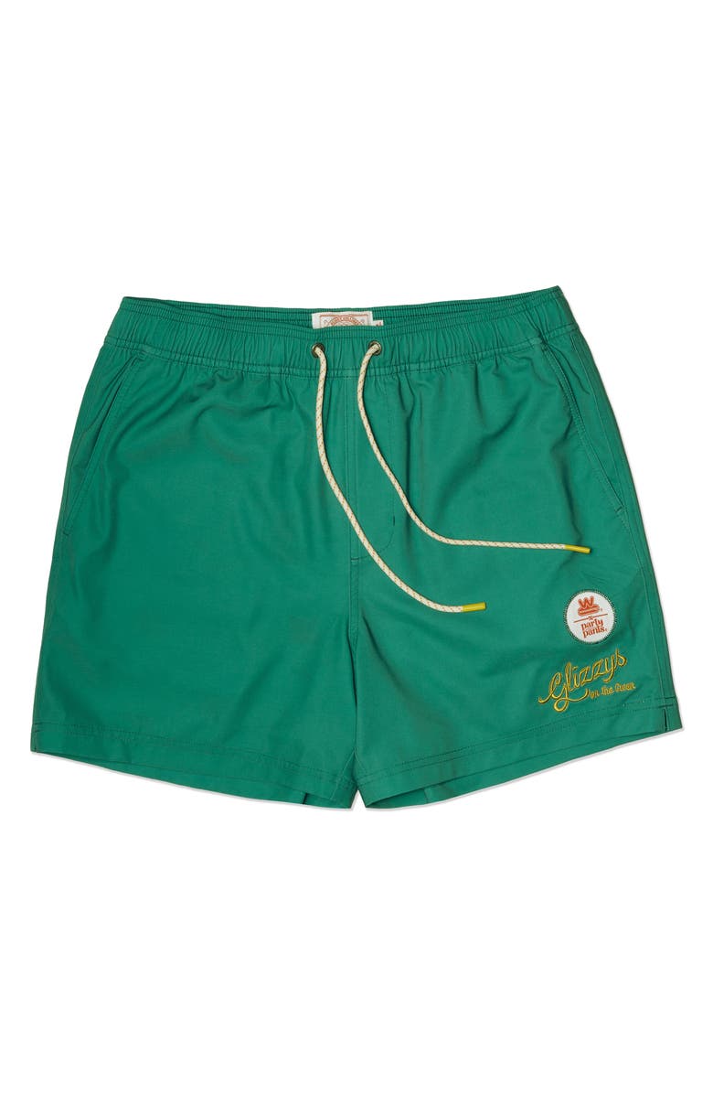 Party Pants x Wienerschnitzel Glizzy On the Green Game Changer Swim Shorts, Alternate, color, Green