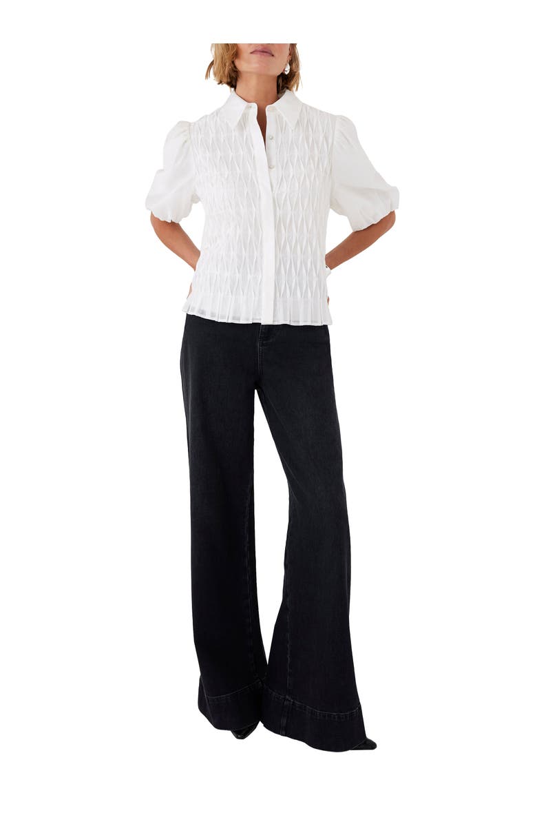 MINT VELVET Textured Puff Sleeve Button-Up Blouse, Alternate, color, Cream