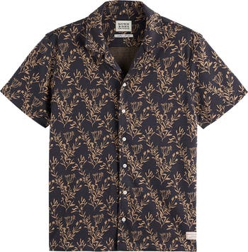 Scotch & Soda Berry Jacquard Short Sleeve Button-Up Shirt