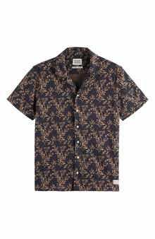 Scotch & Soda Berry Jacquard Short Sleeve Button-Up Shirt