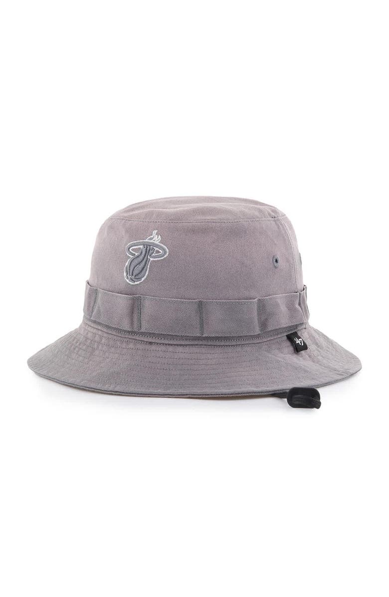 '47 Men's '47  Charcoal Miami Heat Buxton Garment Washed Bucket Hat, Main, color, Charcoal