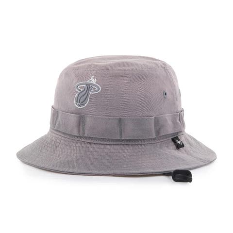 Men's '47  Charcoal Miami Heat Buxton Garment Washed Bucket Hat