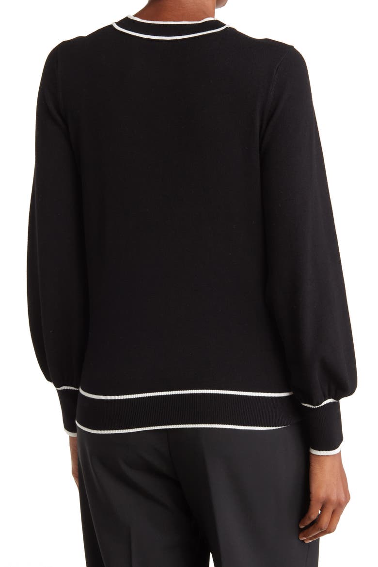 Tipped Bow Neck Sweater, Alternate, color, BLACK/IVORY