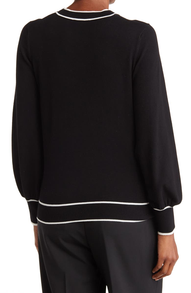 Adrianna Papell Tipped Bow Neck Sweater, Alternate, color, 