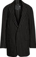 R13 Ragged Pinstripe Oversize Linen & Virgin Wool Blazer