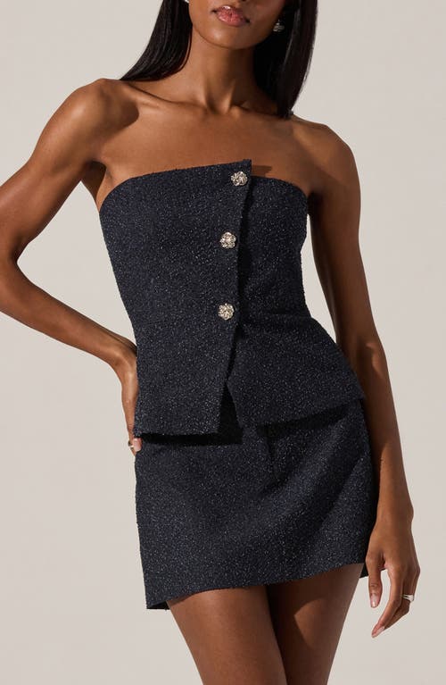 Astr The Label Moina Metallic Strapless Top In Blue
