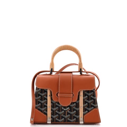 Structured Saigon Top Handle Bag Coated Canvas with Leather Mini