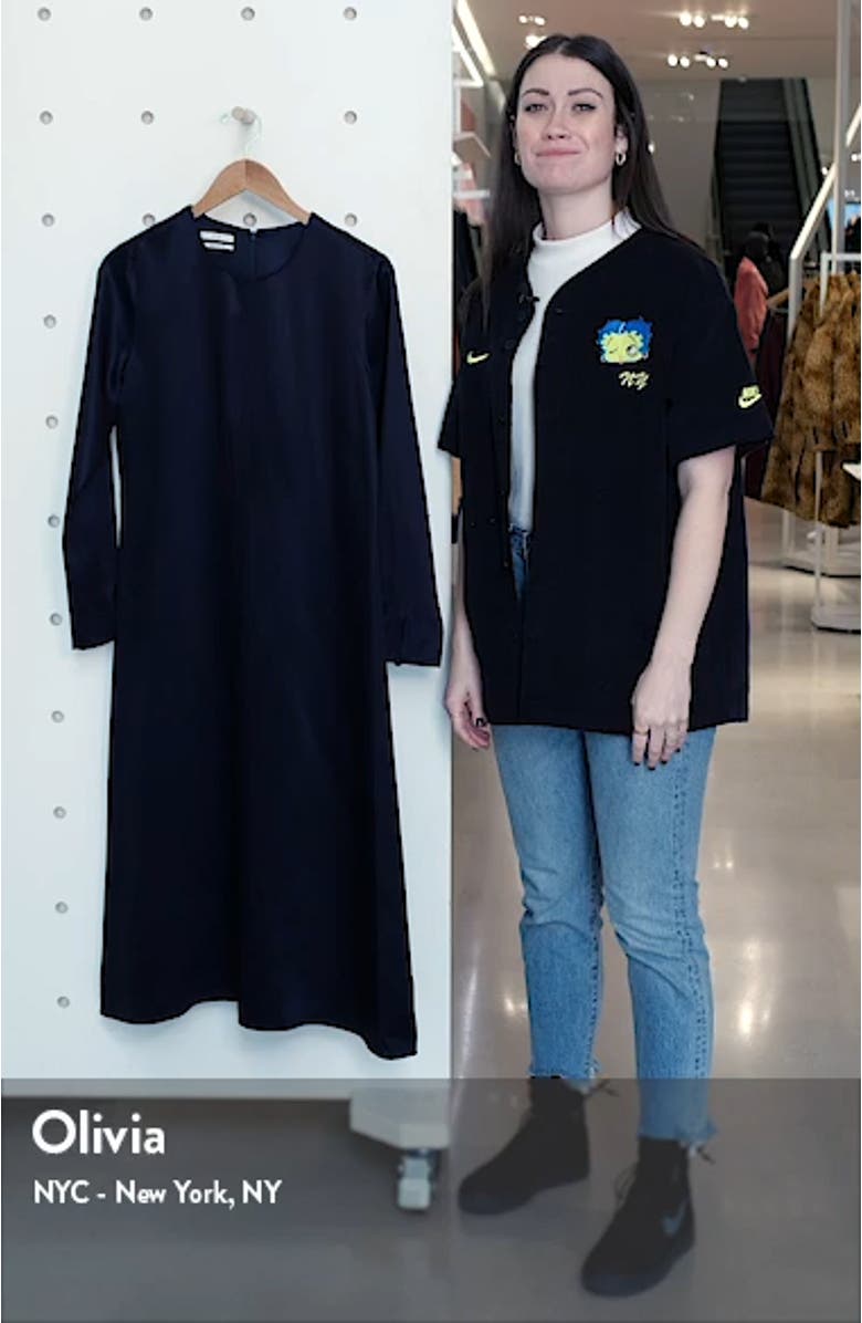 Long Sleeve Satin Midi Dress, sales video thumbnail