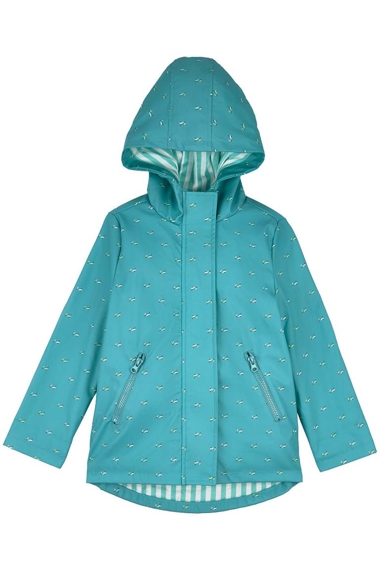 Lined Raincoat with Attached Self-Storage Pouch, Main, color, Teal