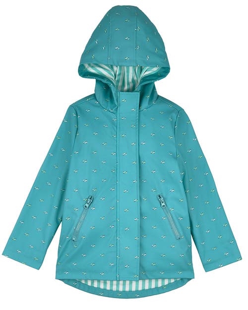Memoi Kids' Lined Raincoat With Attached Self-storage Pouch In Blue
