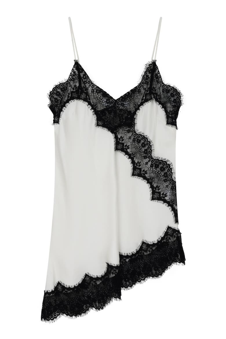 Muta Asymmetric Lace Trim Slip Top, Alternate, color, Jet Stream