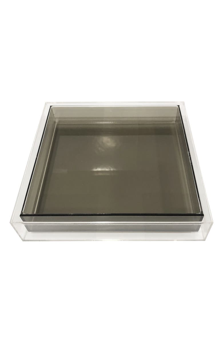 R16 HOME Encased Color Lucite Tray, Main, color, Clear/ Grey