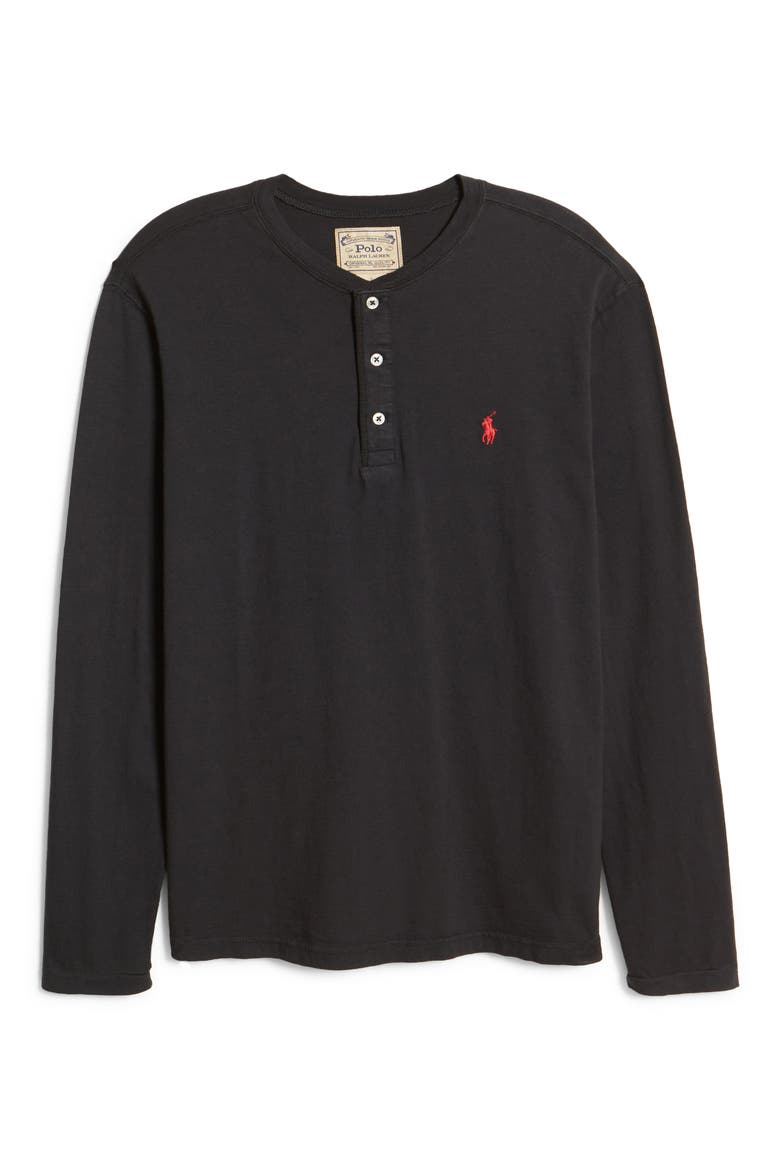 Men's Long Sleeve Henley T-Shirt, Alternate, color, POLO BLACK