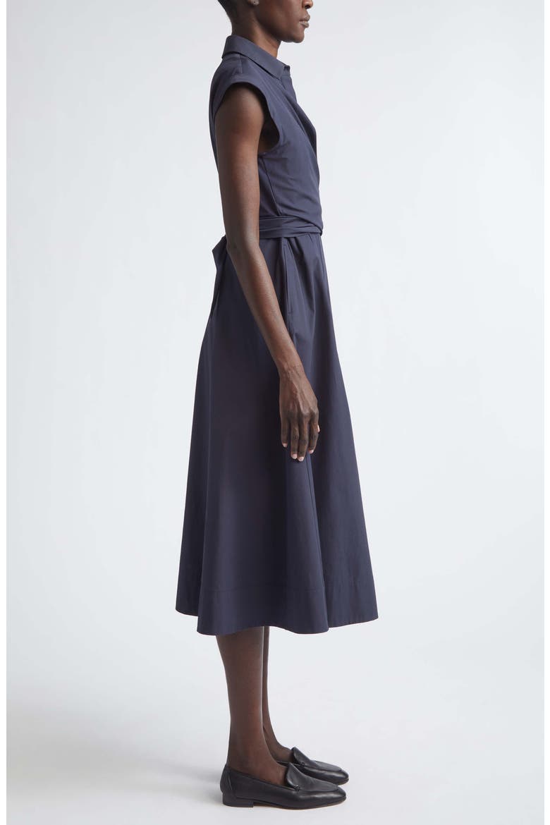 Organic Cotton Poplin Wrap Shirtdress, Alternate, color, INK