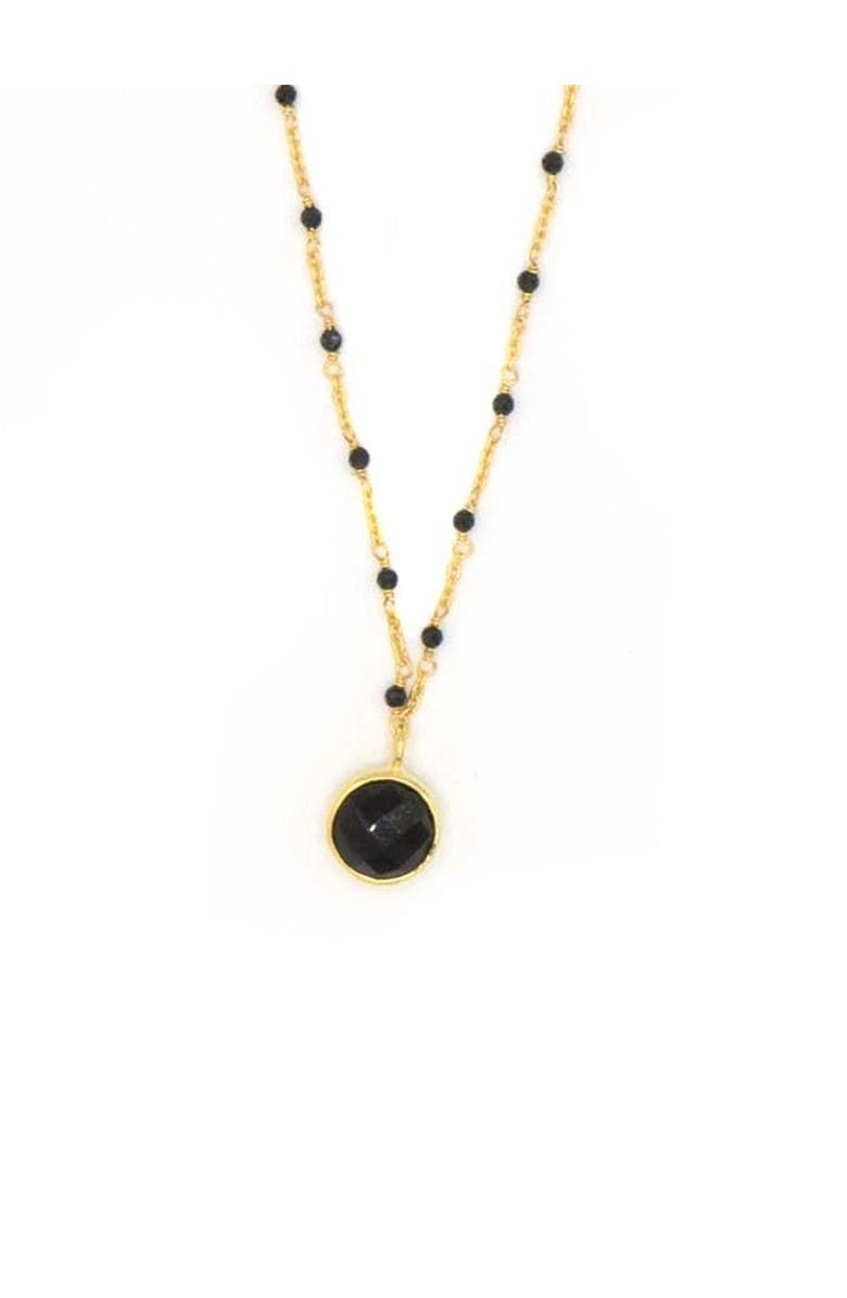 Fair Anita Black Beaded Gold Drop Necklace, Main, color, Black