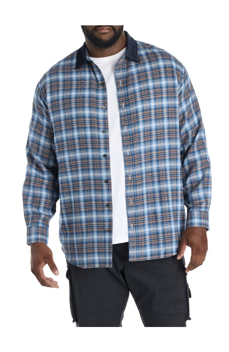 True Nation by DXL Big & Tall Corduroy Collar Flannel Shirt, Alternate, color, Multi