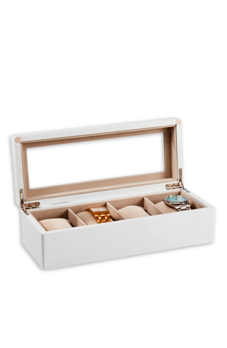 Bey-Berk Dani Wooden Watch Case, Alternate, color, White Multi