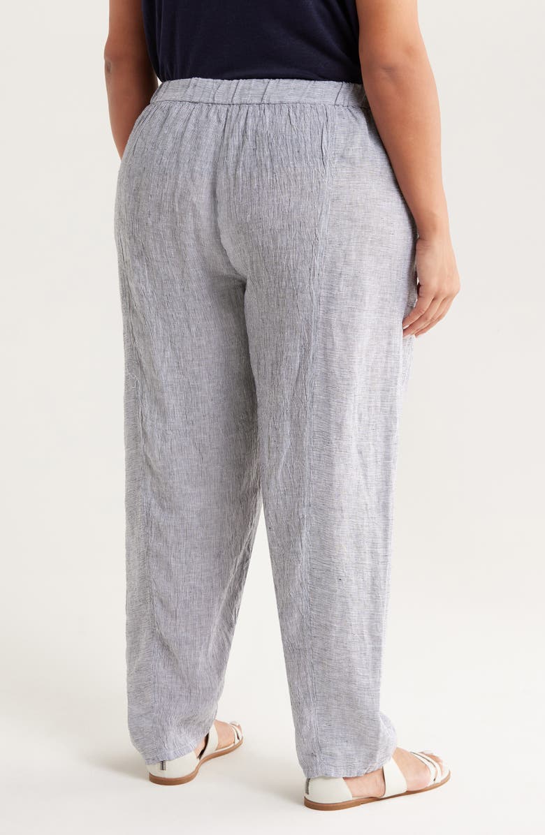 Eileen Fisher Stripe Organic Linen Lantern Pants, Alternate, color, Ink