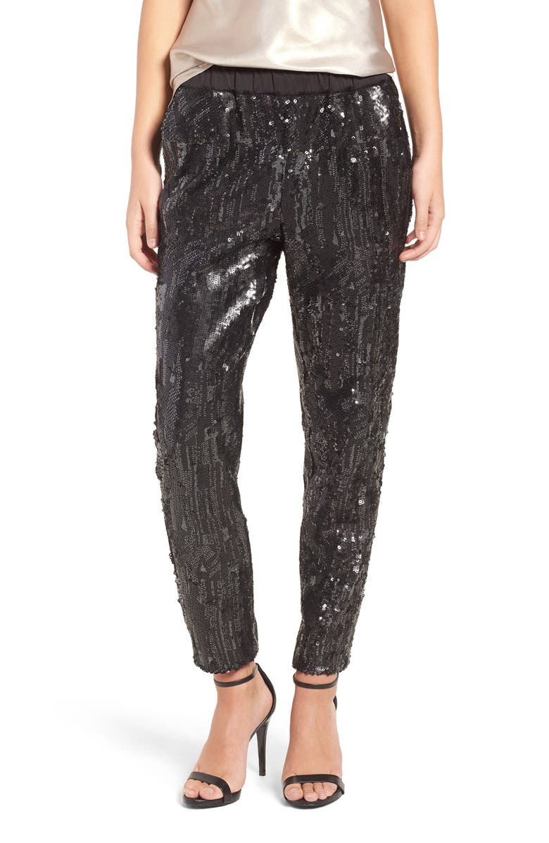 Trouvé Shay Sequin Pants, Main, color, 