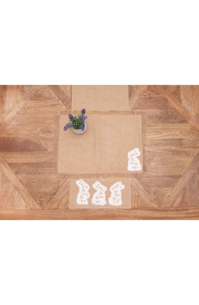 C&F Home Easter Bunnies Trio Embroidered Burlap Table Runner 14" x 72", Alternate, color, Beige