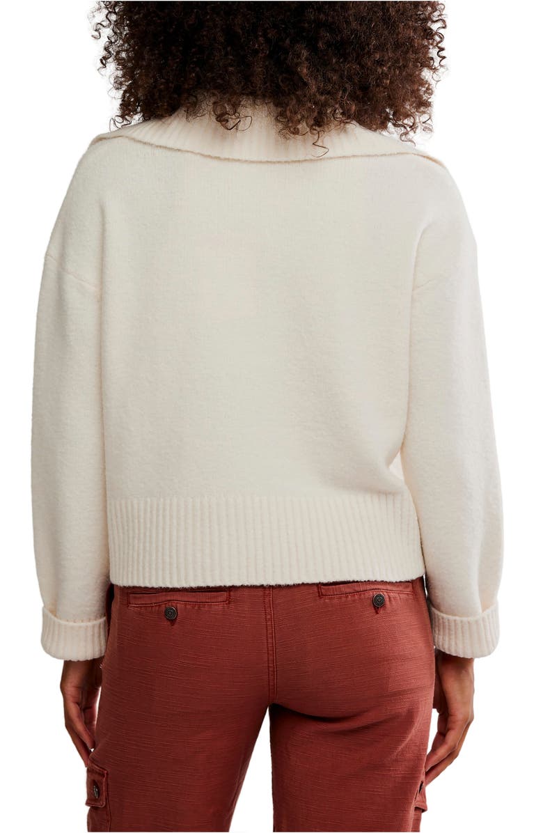 Free People Trading Up Cotton Blend Polo Sweater, Alternate, color, Ivory