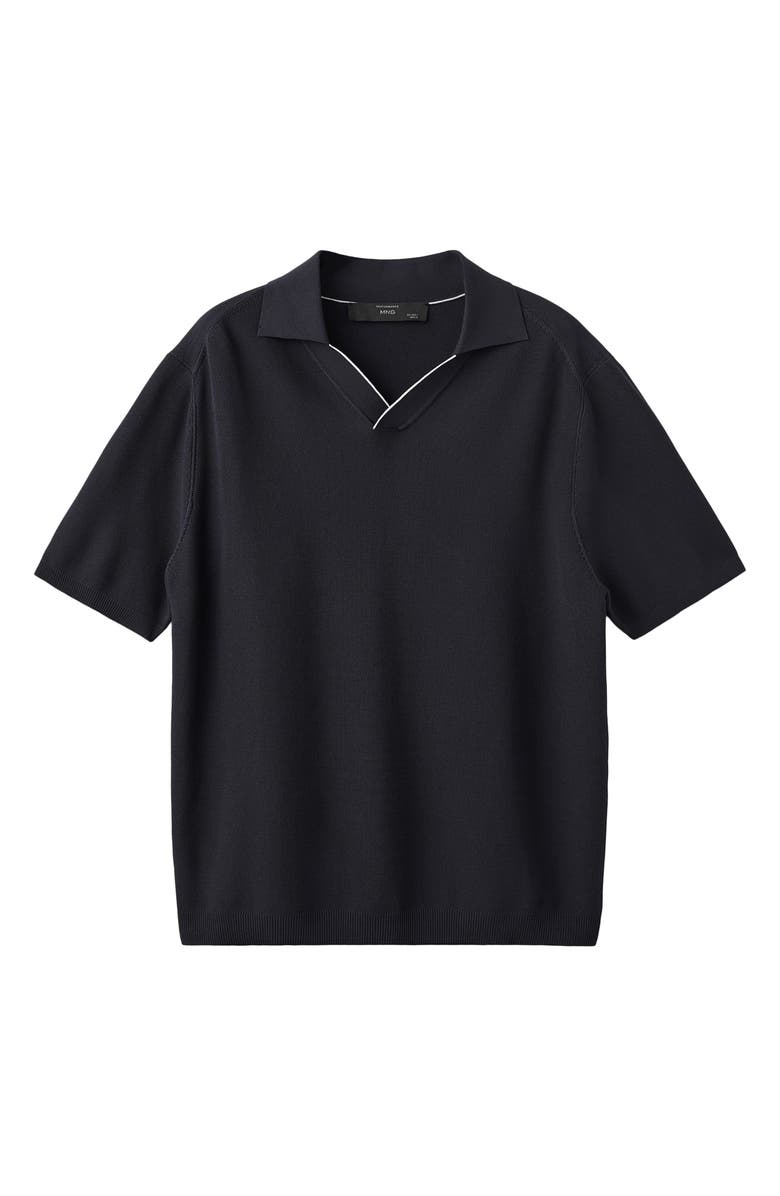 MANGO Contrast Trim Piqué Polo, Alternate, color, Navy
