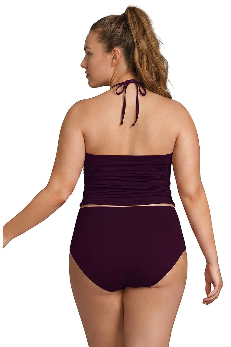 Womens Ruched Halter Tankini Top, Alternate, color, Dark Wine