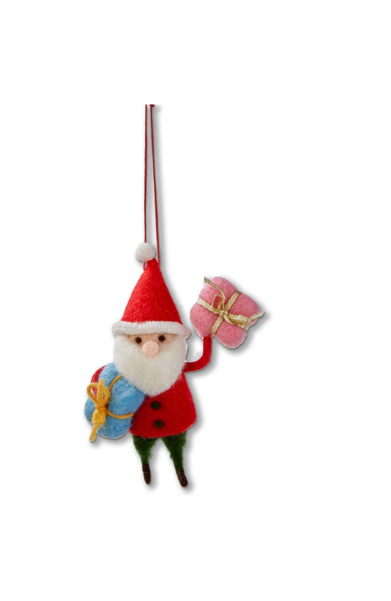 tag Santa With Presents Christmas Ornament Multicolor Wool Decor, Main, color, Multicolored