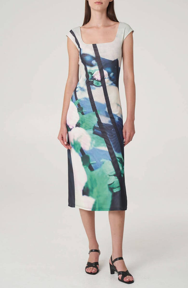 Find Me Now Paulie Print Midi Dress, Main, color, Blue/Green Multi