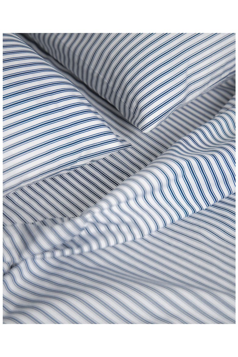 French Ticking Stripes Cotton Percale Sheet Set, Alternate, color, NAVY