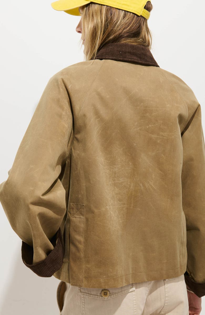 Alex Mill Chiltern Corduroy Trim Waxed Cotton Crop Jacket, Alternate, color, Vintage Khaki