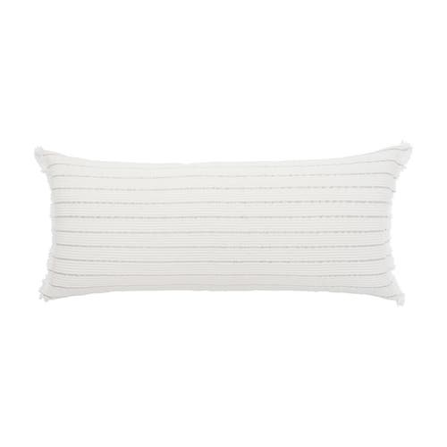 Elisabeth York Idora Hand-woven Cotton Decorative Throw Pillow With Fringe Edges In White