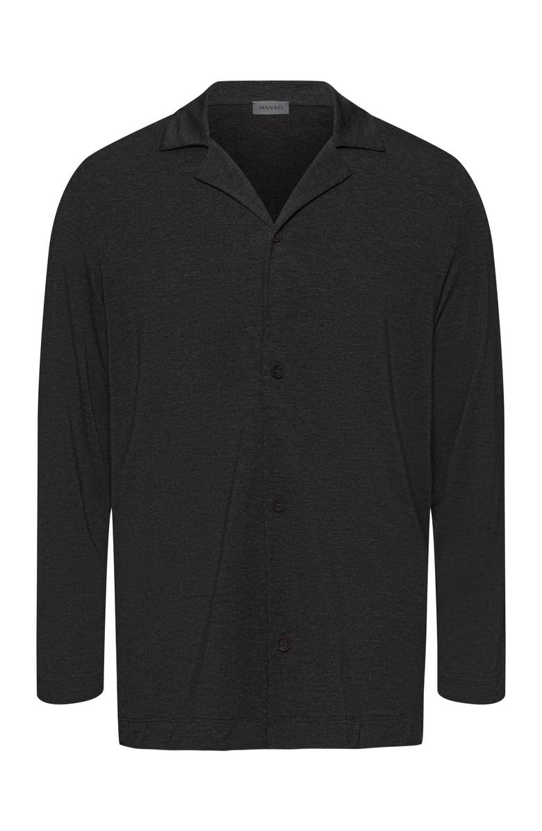 Hanro Casuals Long Sleeve Button Front Shirt, Main, color, Caviar