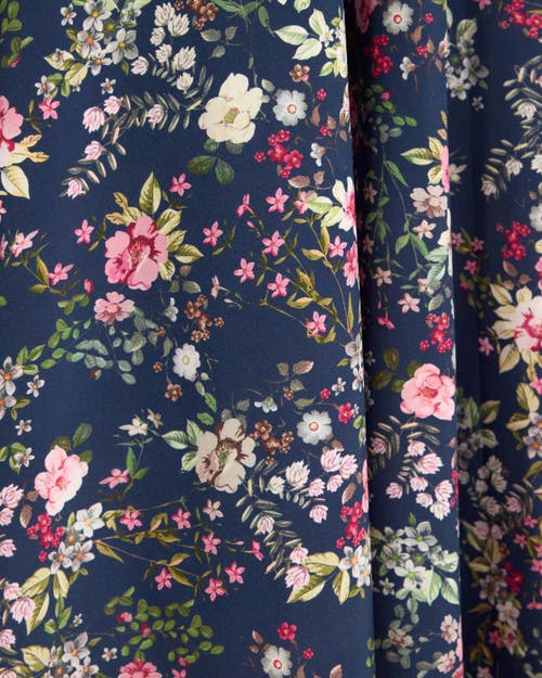 Santorelli Talia Cap Sleeve Midi Dress In Stretch Floral Print In Blue